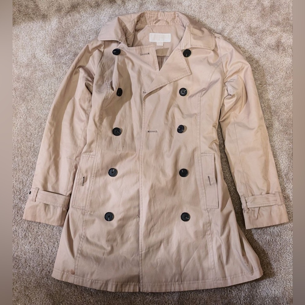 Michael Kors Beige Double-Breasted Belted Trench Coat Size PS
